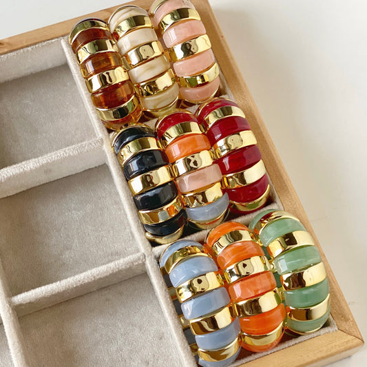 Chunky Resin Gold Stretch Bracelet