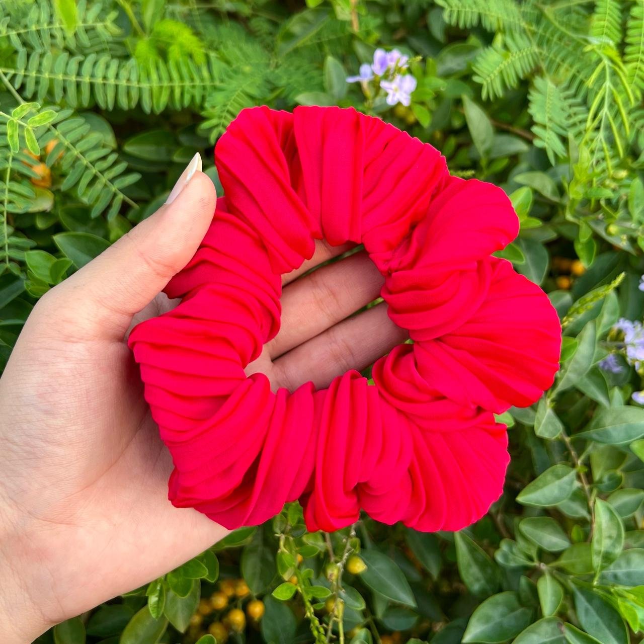 Red Pleated Scrunchie