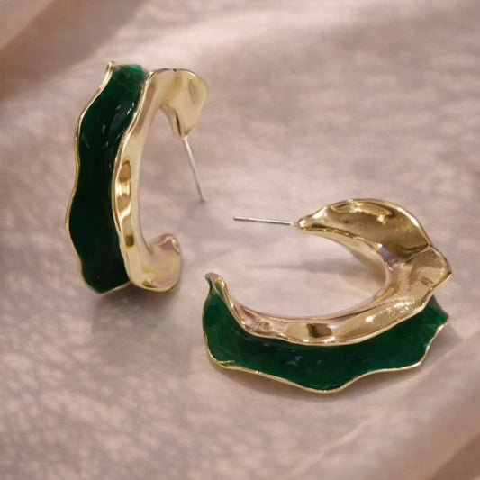 Emerald Gold Hoops