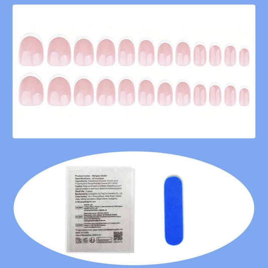 Short Oval White French Nails