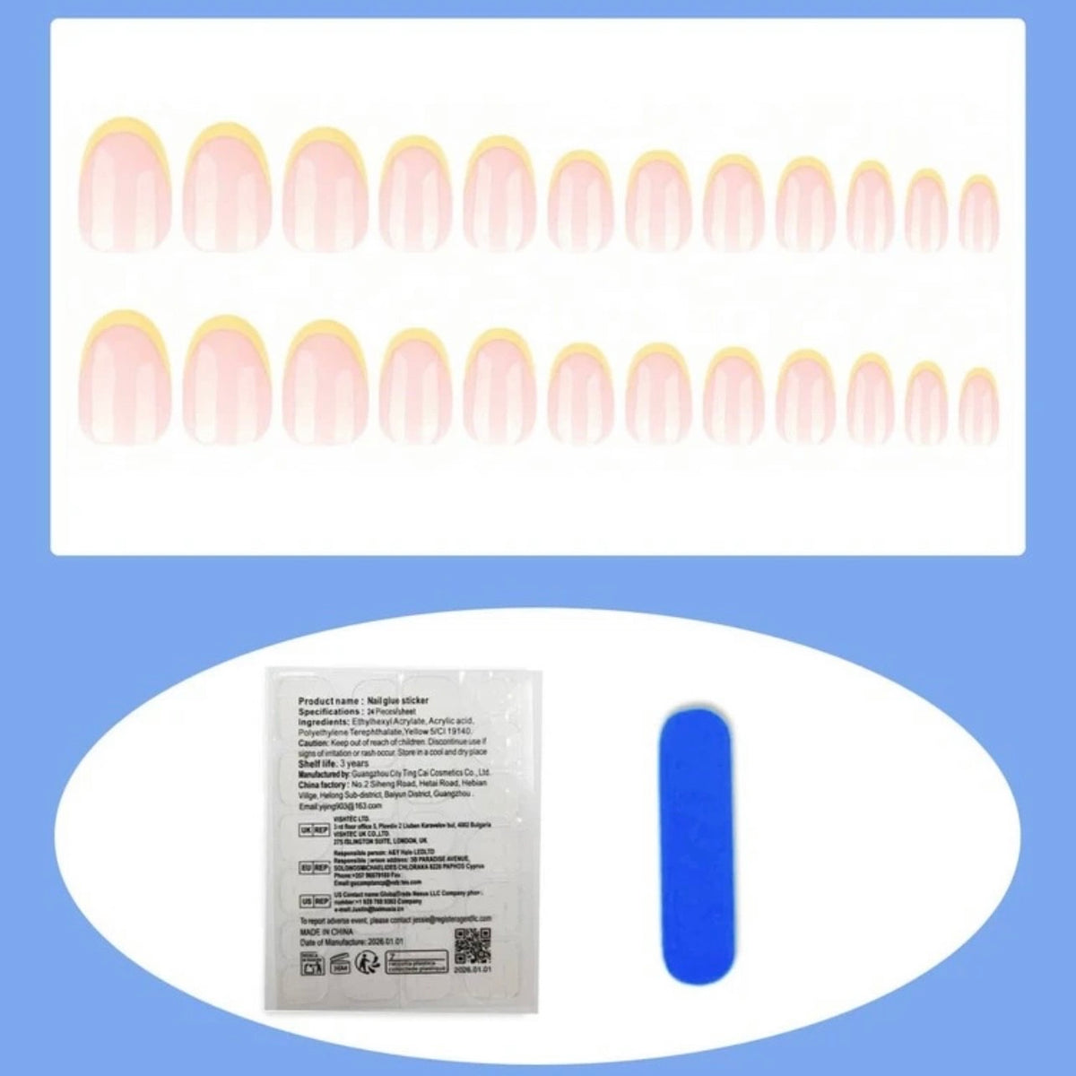 Short Oval Yellow French Nails