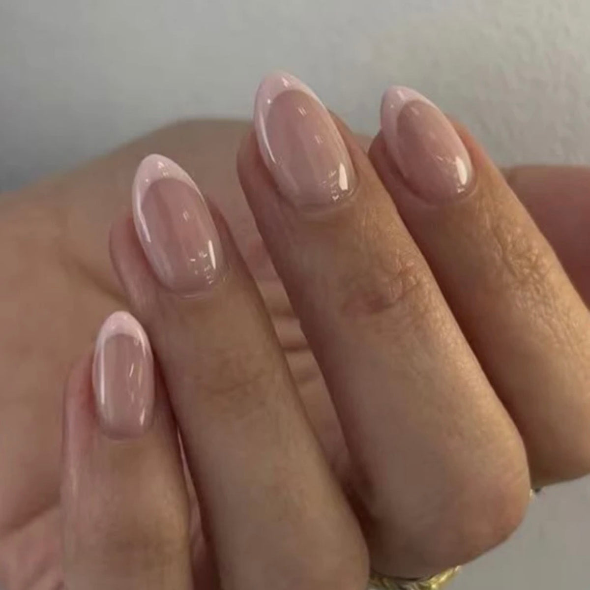 Short Oval Pink French Nails