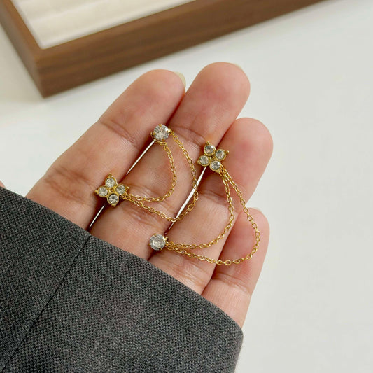 Clover Chain Stud Earrings
